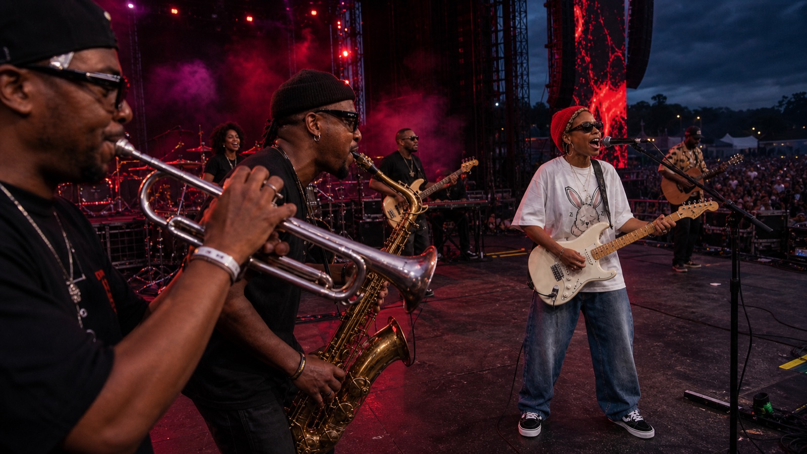 Purple Blaze troca energia com o saxofone e o trompete