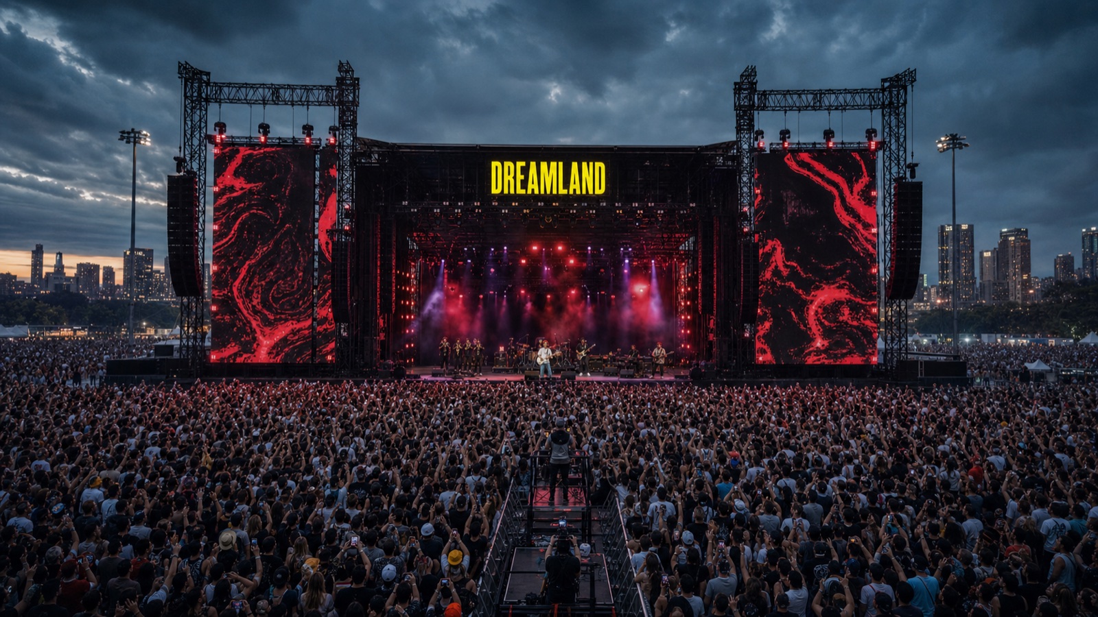 Palco principal de Dreamland diante de uma multidão