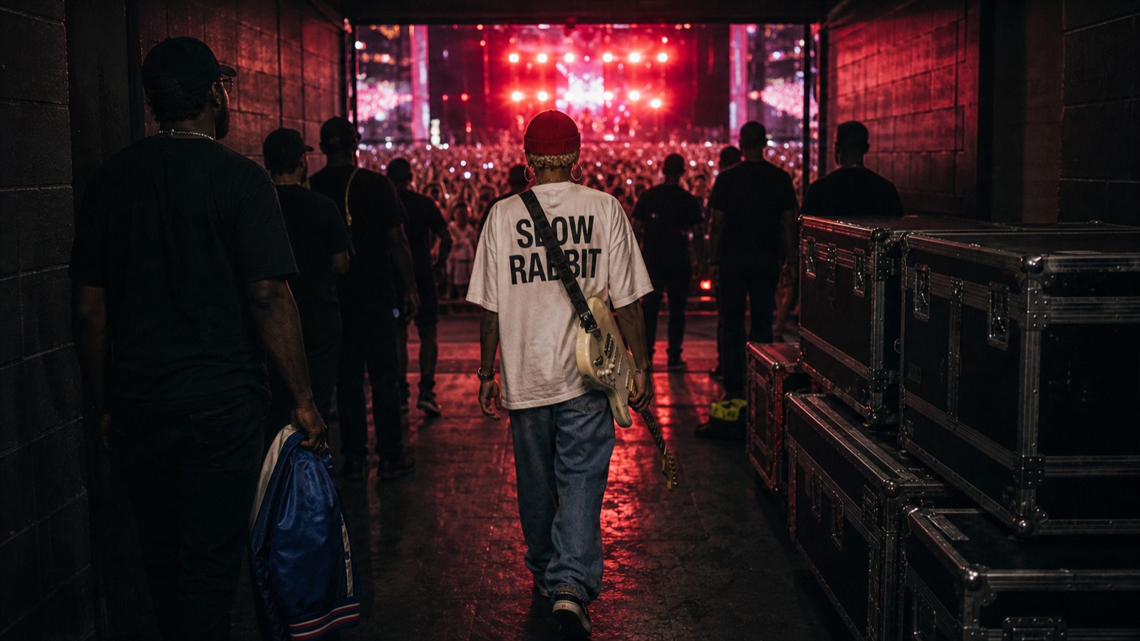 Purple Blaze caminha para o palco com Slow Rabbit nas costas
