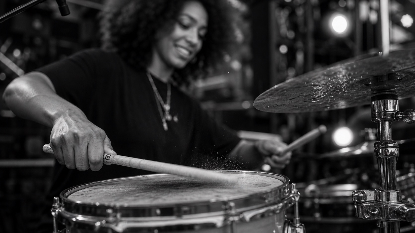 Close da bateria em movimento